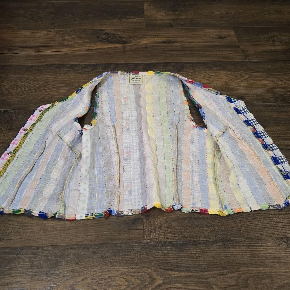 Vintage 70s Patchwork Boho Hippie‎ Festival Vest Women XS S Pearlsnap Lou Louis - Picture 12 of 13
